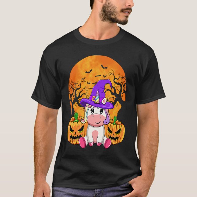 T-shirt Cute Halloween Witchy Unicorn Halloween Custome (Devant)