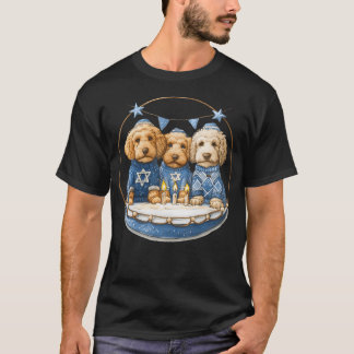 T-shirt Cute Hanukkah Goldendoodle Dogs Menorah Doodle Can