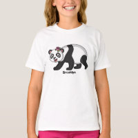 Cute happy panda bear with flower cartoon