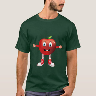 T-shirt Cute Happy Red Apple Cartoon Character for Kids