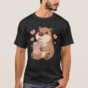 T-shirt Cute Heart Capybara Kawaii Boire Bubble Tea Lov