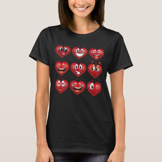 T-shirt Cute Heart Emojis Gift Valentines Day Emoji (Devant)