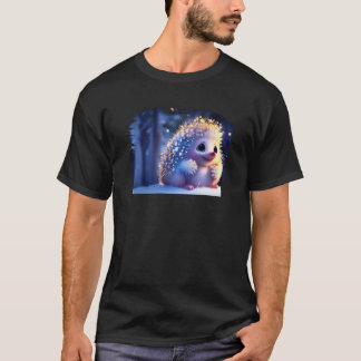 T-shirt Cute Hedgehog Animated Winter Snow Animal