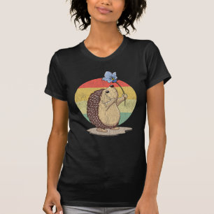 T-shirt Cute Hedgehog Retro Flower Sunset Animal d'automne
