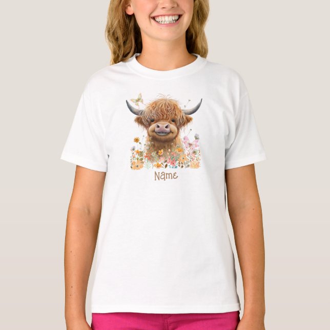 T-shirt Cute Highland Cow Personnalisé (Devant)