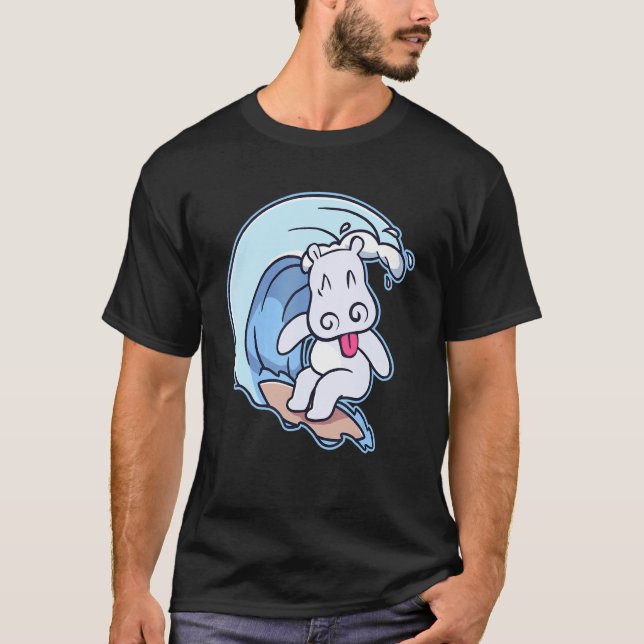 T-shirt Cute Hippopotamus Surf (Devant)