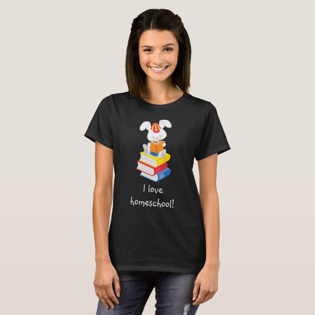 T-shirt Cute Homeschool Bunny Lecture (Devant entier)
