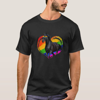 T-shirt Cute Horse arc-en-ciel Coeur Amoureux des animaux 