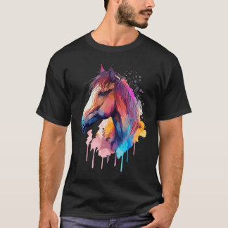 T-shirt Cute Horse Colorful rainbow colored for equestrian