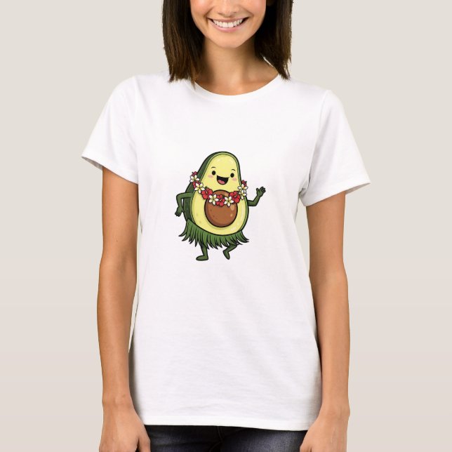 T-shirt Cute Hula Avocado Character Dancing (Devant)