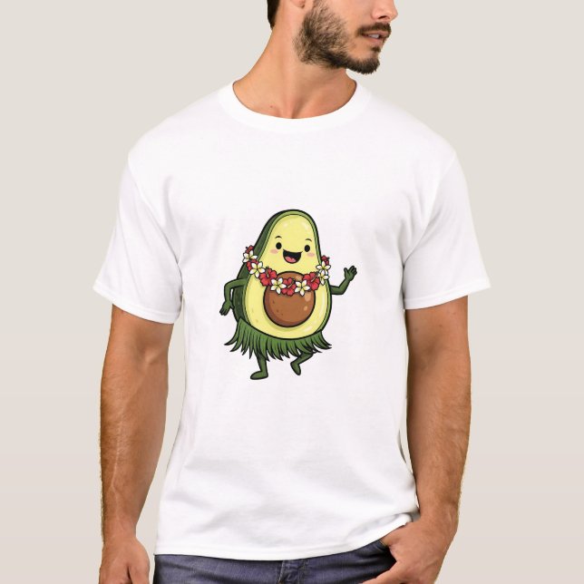 T-shirt Cute Hula Avocado Character Dancing (Devant)