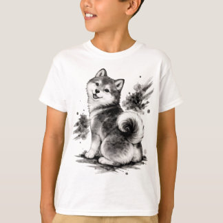 T-shirt 【Cute Husky Japanese Ink Kids T-Shirt】