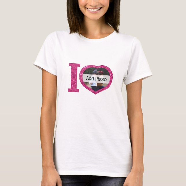 T-shirt Cute I coeur rose parties scintillant amour cadre  (Devant)