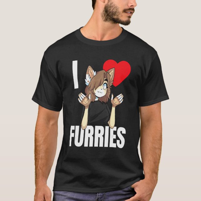 T-shirt Cute I Heart Furries Furry Fandom Love 1 (Devant)