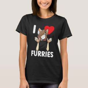 T-shirt Cute I Heart Furries Furry Fandom Love 2