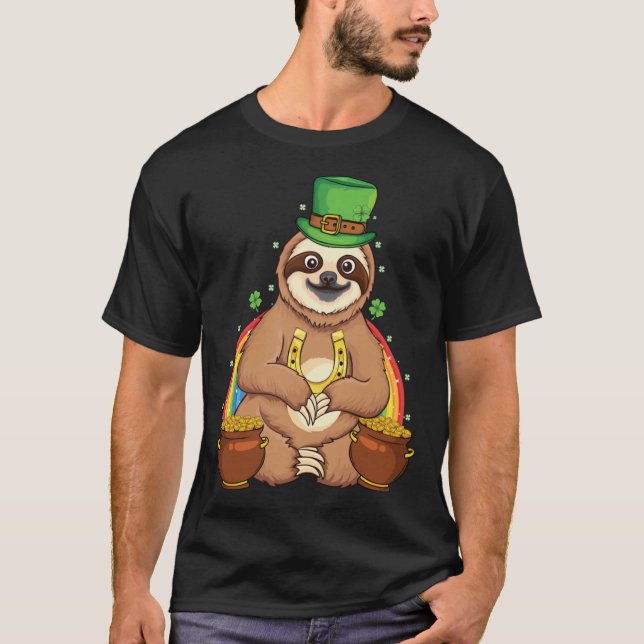 T-shirt Cute Irish sloth shamrock st Patrick's day sloth (Devant)