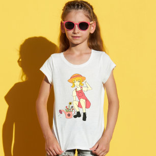 T-shirt Cute jardinage fille et Fleur fille Cheveux blond