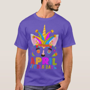 T-shirt Cute Jester Prankster Unicorn April Fool's Day Jok