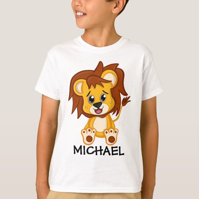 T-shirt Cute Jungle Safari Lion Animaux Enfants (Devant)