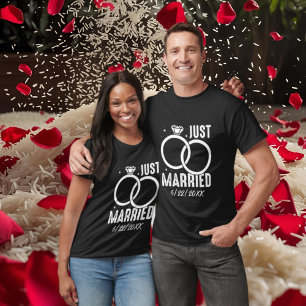 T-shirt Cute Just Married mariage mot art ajouter date