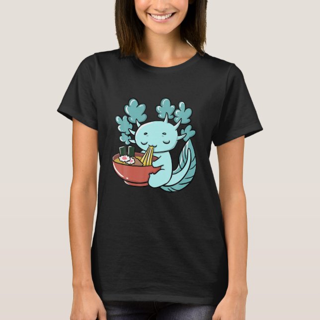 T-shirt Cute Kawaii Anime Axolotl Japonais Ramen nouilles (Devant)