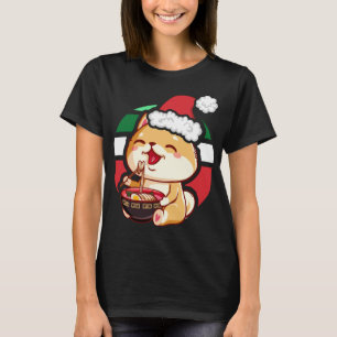 T-shirt Cute Kawaii Anime Shiba Inu Chien Manger Ramen Chr