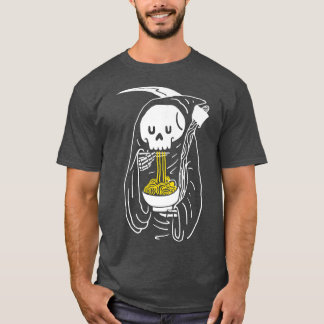 T-shirt Cute Kawaii Anime Skeleton Manger Ramen Noodles Ja