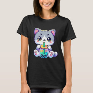 T-shirt Cute Kawaii Buble Thé Chat Japonais Kitten Anime