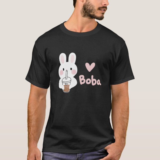 T-shirt Cute Kawaii Bunny Boba Milk Tea Bubble Tea Graphiq (Devant)