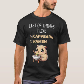 T-shirt Cute Kawaii Capybara Liste Des Choses Que J'Aime R
