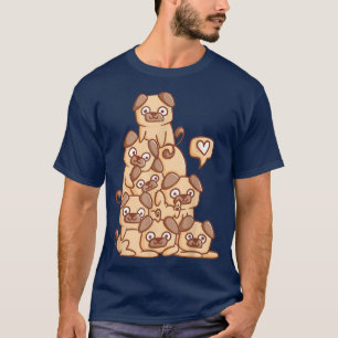 T-shirt Cute Kawaii Carlin Chien Chien Pile Chibi Femmes F