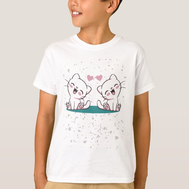 T-SHIRT CUTE KAWAII CAT (Devant)