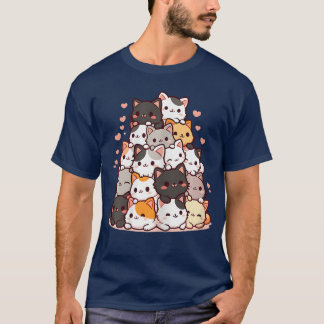 T-shirt Cute Kawaii Cat Cartoon Anime Cats friend