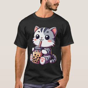 T-shirt Cute Kawaii Chat Boba Bubble Thé Lait Anime Neko K