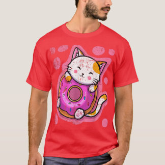 T-shirt Cute Kawaii Chat Donut Anime Japonaise Femmes ou F