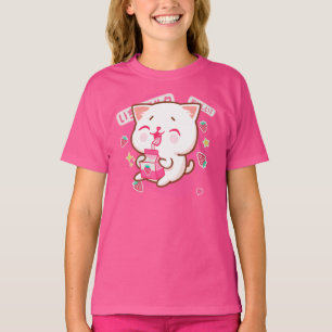T-shirt Cute Kawaii Chat Lait de fraise japonais