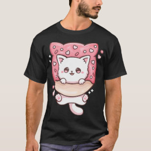 T-shirt Cute Kawaii Chats Donut Anime Lover Otaku Fun Chat