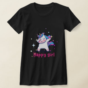 T-shirt Cute Kawaii Colorful Rainbow Unicorn Happy Girl