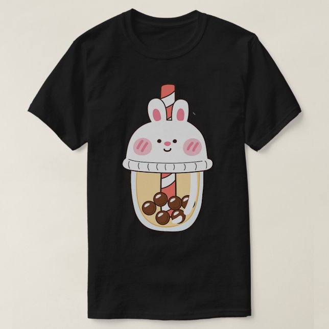 T-shirt Cute Kawaii Cool Rabbit Bubble Thé Bunny Verre Bob (Design devant)