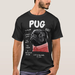 T-shirt Cute Kawaii Funny Black Carlin Chien Règles Cadeau