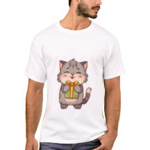 Cute Kawaii Grey Kitty Hugging Floral Gift Box ✨🎁