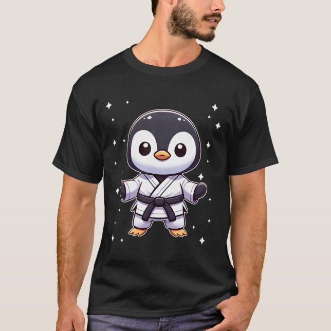 T-shirt Cute Kawaii Karate Penguin Martial Arts (Devant)
