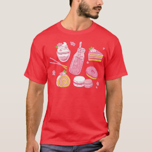 T-shirt Cute Kawaii Lait fraise Anime japonais Anime Aesth