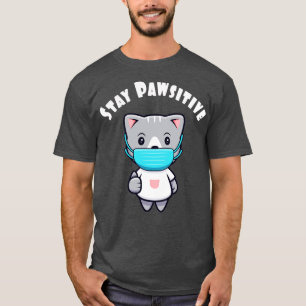 T-shirt Cute Kawaii Masque Visage Chat Kitty Pawsitive