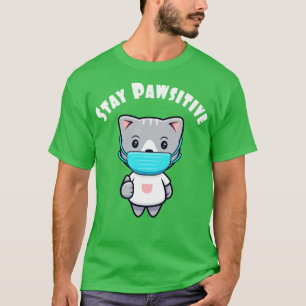 T-shirt Cute Kawaii Masque Visage Chat Kitty Pawsitive