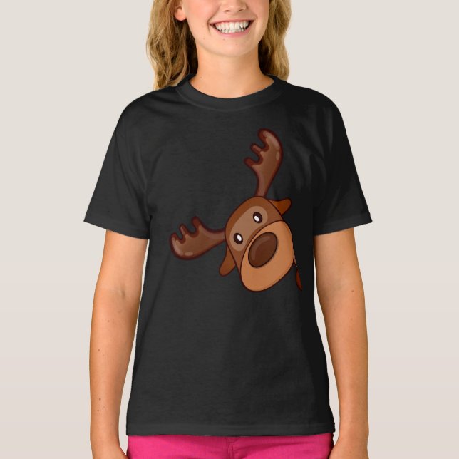 T-shirt Cute Kawaii Moose Elk Deer Funny Alaska Moose (Devant)