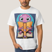 Cute Kawaii Octopus Lire Deux Livres Ouverts T-Shi