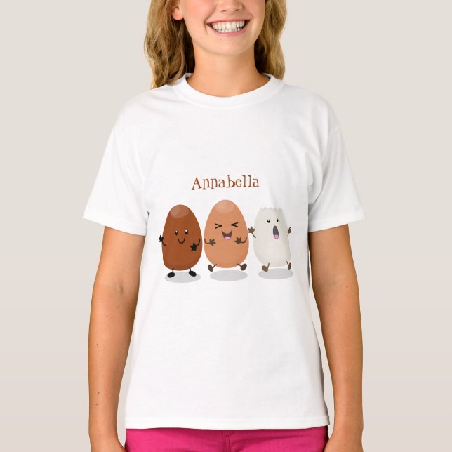T-shirt Cute kawaii oeufs humoristique dessin animé (Devant)
