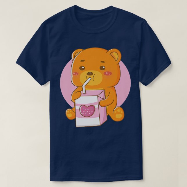 T-shirt Cute Kawaii Ours Aime Bubble Thé Premium (Design devant)