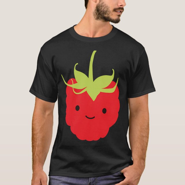 T-shirt Cute Kawaii Red Raspberry (Devant)